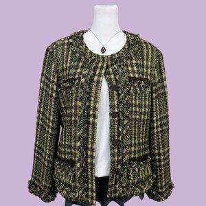 Green and brown 90s plaid tweed jacket #plaidjacket